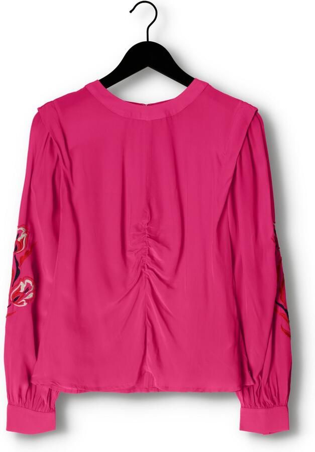 Scotch & Soda top Ruched waist blouse with extended shoulder met borduursels rood - Foto 3