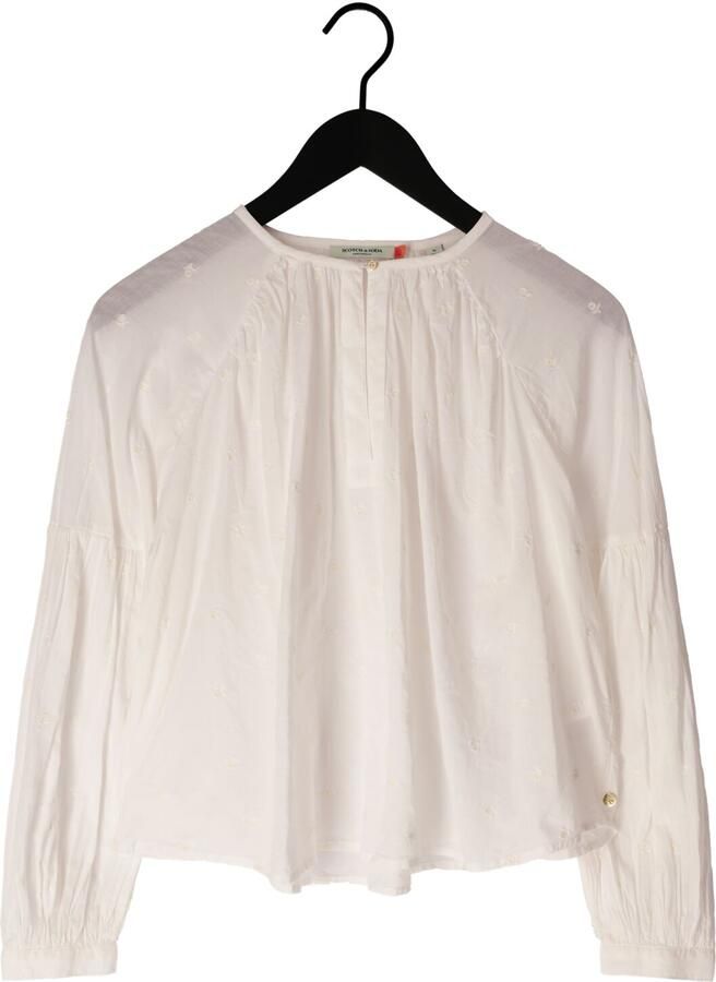 SCOTCH & SODA Dames Blouses Tie Front Easy Volume Dobby Blouse Wit