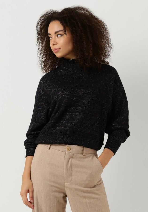 Scotch & Soda Dames Truien & vesten Ruffled High-neck Lurex Pullover Black Dames - Foto 3