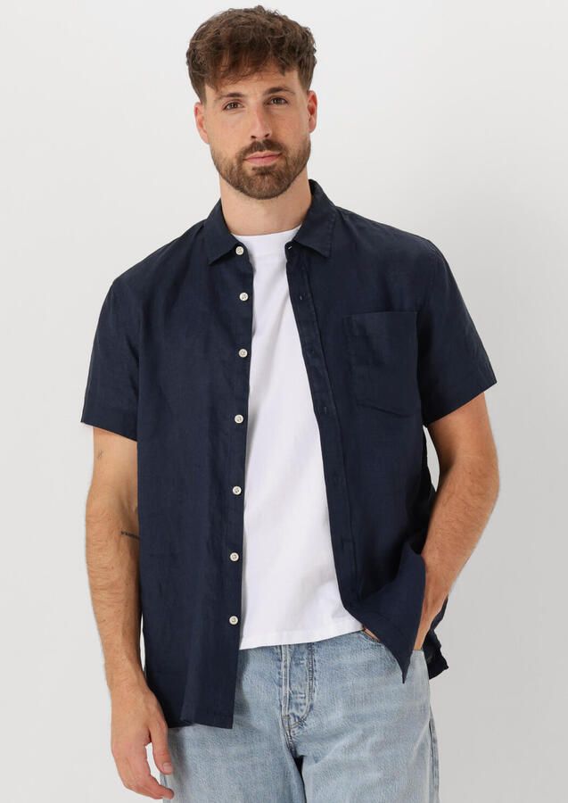 SCOTCH & SODA Heren Overhemden Linen Shirt Donkerblauw - Foto 4