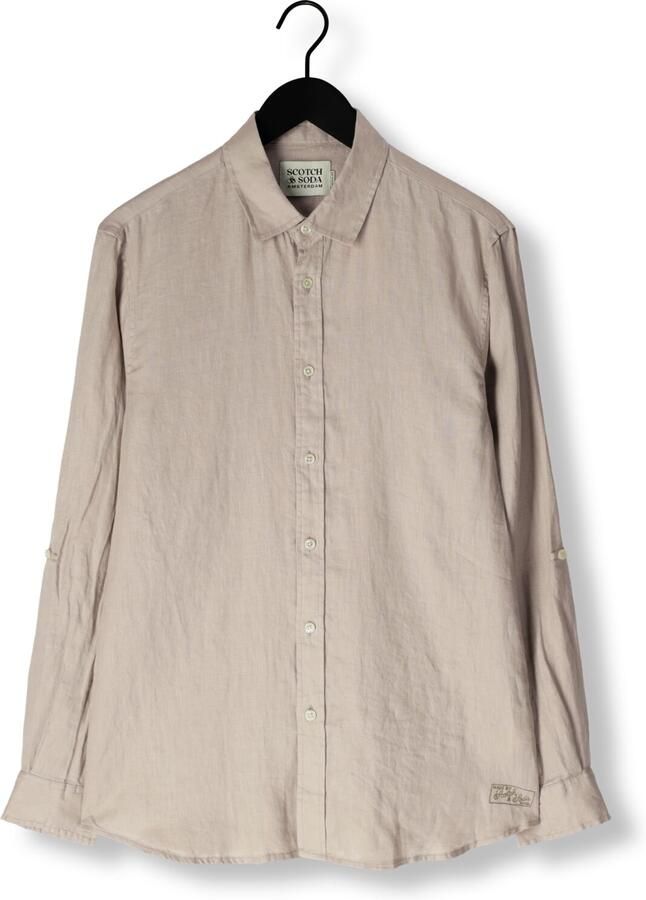 SCOTCH & SODA Heren Overhemden Regular Fit Linen Shirt Beige