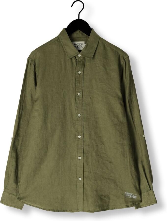 SCOTCH & SODA Heren Overhemden Regular Fit Linen Shirt Groen