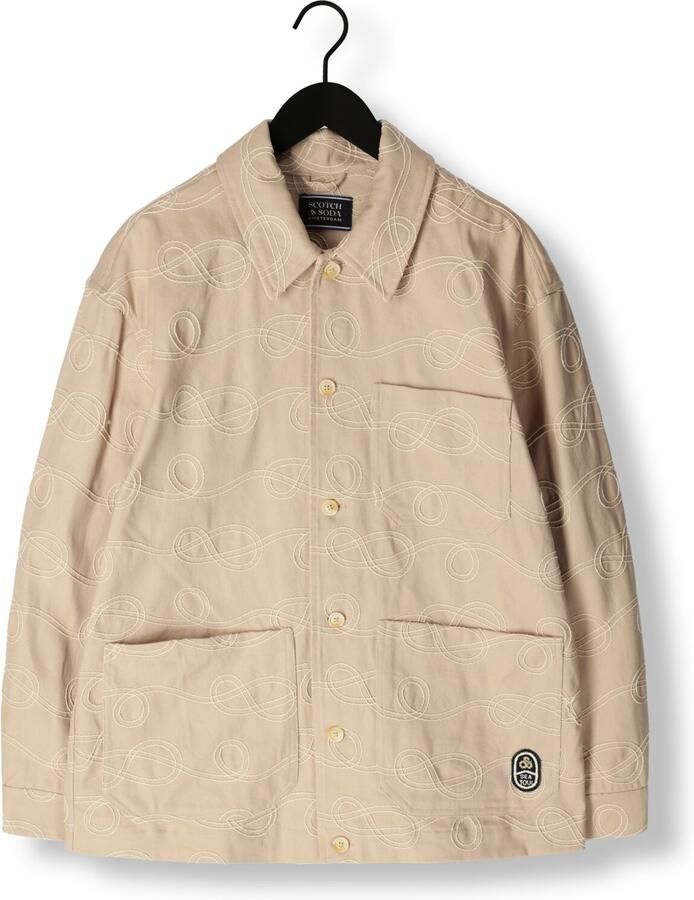 SCOTCH & SODA Heren Overshirts Robe Jacquard Twill Overshirt Jacket Beige