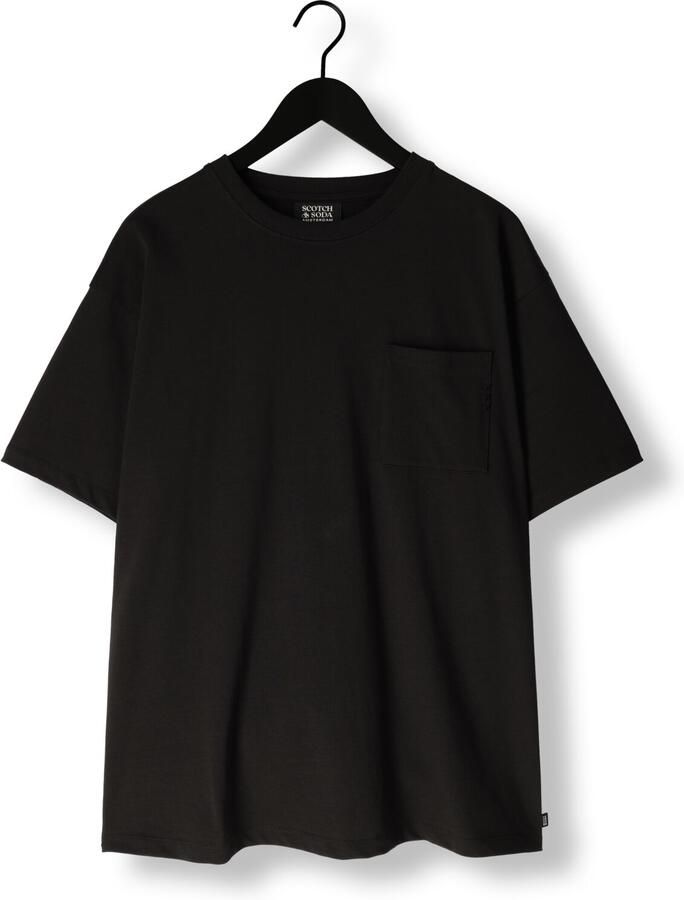 SCOTCH & SODA Heren Polo's & T-shirts 3 Crosses Loose Fit Pocket T-shirt Zwart