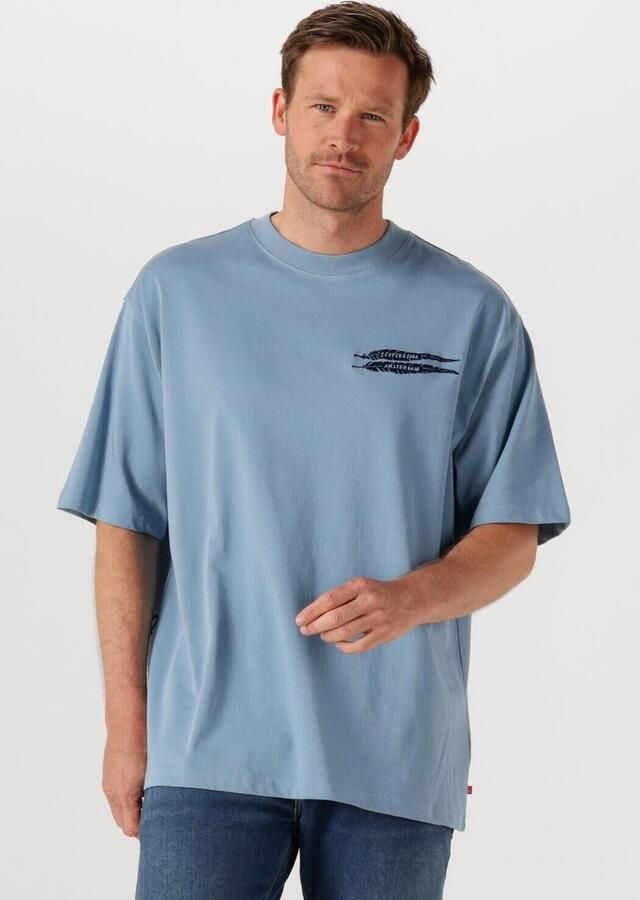 SCOTCH & SODA Heren Polo's & T-shirts Loose-fit Artwork T-shirt Lichtblauw - Foto 4