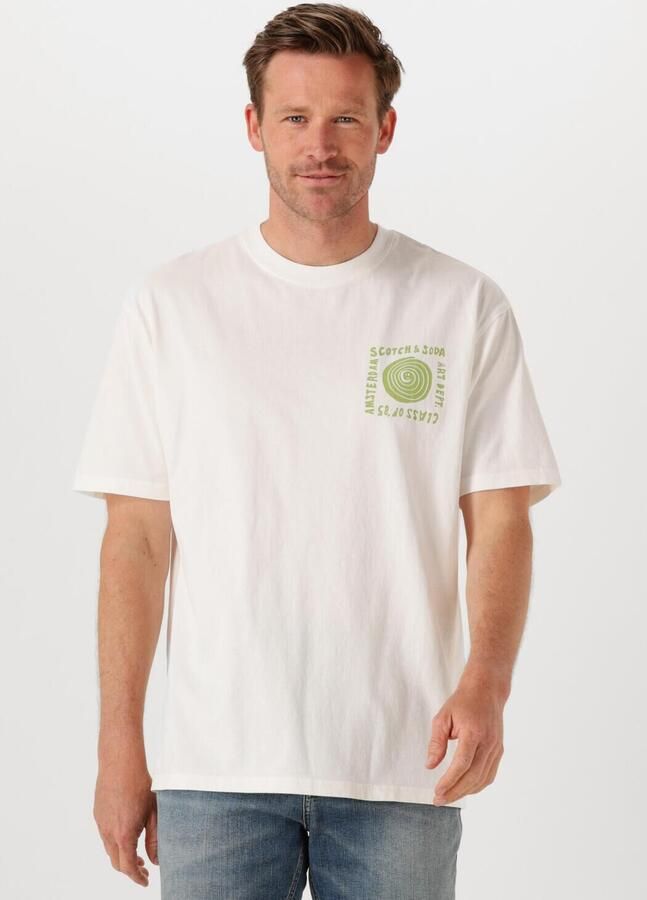 SCOTCH & SODA Heren Polo's & T-shirts Relaxed-fit Washed Artwork T-shirt Wit - Foto 4