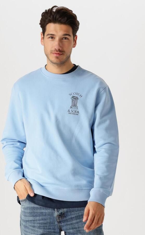 SCOTCH & SODA Heren Truien & Vesten Front Artwork Relaxed Fit Sweatshirt Lichtblauw - Foto 4