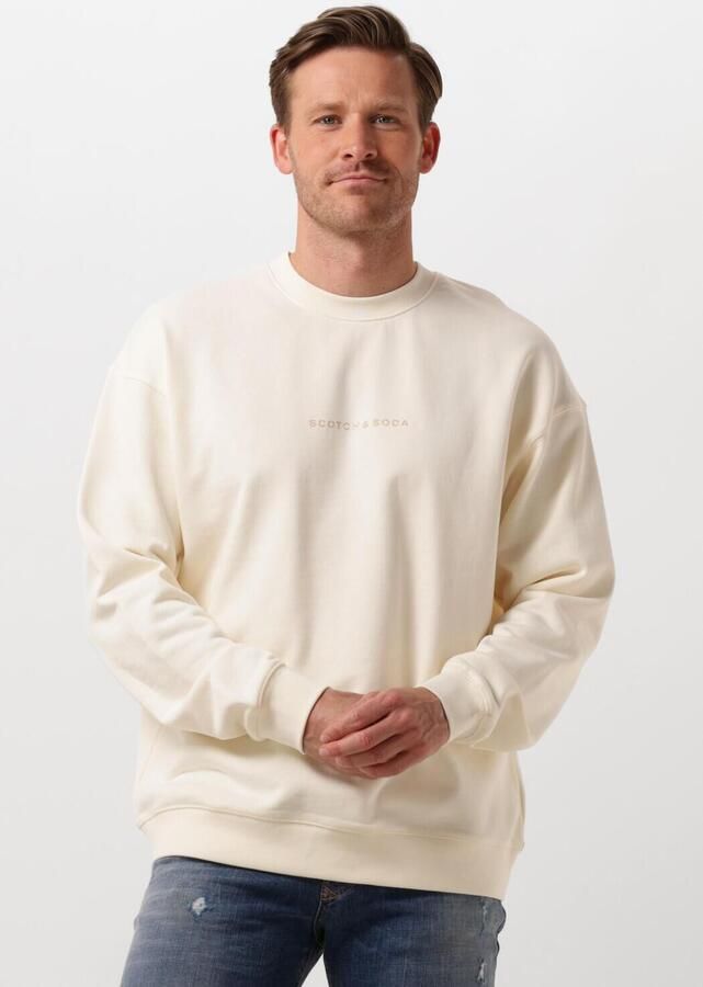 SCOTCH & SODA Heren Truien & Vesten Logo Front Chest Sweatshirt Gebroken Wit - Foto 4