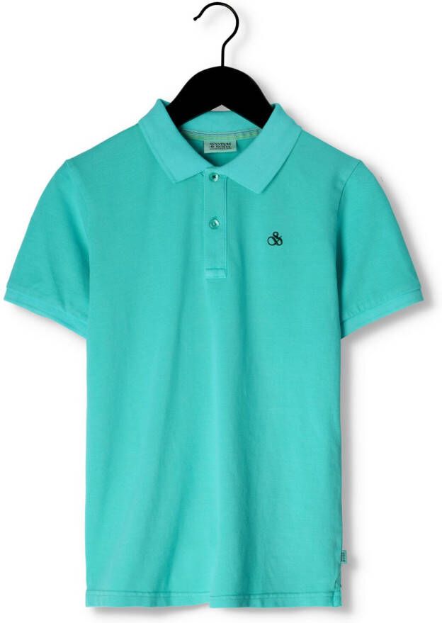 SCOTCH & SODA Jongens Polo's & T-shirts Garment Dyed Short Sleeved Pique Polo Turquoise