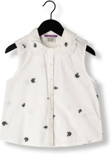 Scotch & Soda Witte Blouse All Over Printed Sleeveless Collar Detail Top