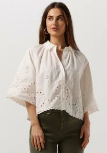 Scotch & Soda Witte Blouse Crop Shirt With Broderie Anglaise In Organic Cotton