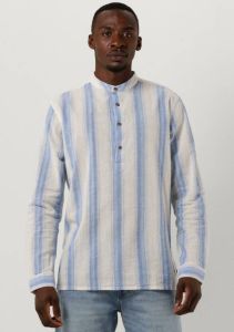 Scotch & Soda Witte Casual Overhemd Cotton Linen Blend Kaftan In Checks And Stripes