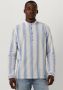 SCOTCH & SODA Heren Overhemden Cotton Linen Blend Kaftan In Checks And Stripes Wit - Thumbnail 1