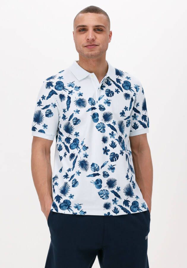 Scotch & Soda Witte Casual Overhemd Printed Pique Polo In Organic Cotton