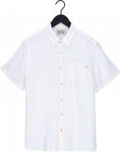 Scotch & Soda Witte Casual Overhemd Regular Fit Garment dyed Linen Shortsleeve Shirt