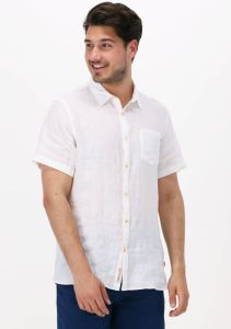 Scotch & Soda Witte Casual Overhemd Regular Fit Garment-dyed Linen Shortsleeve Shirt
