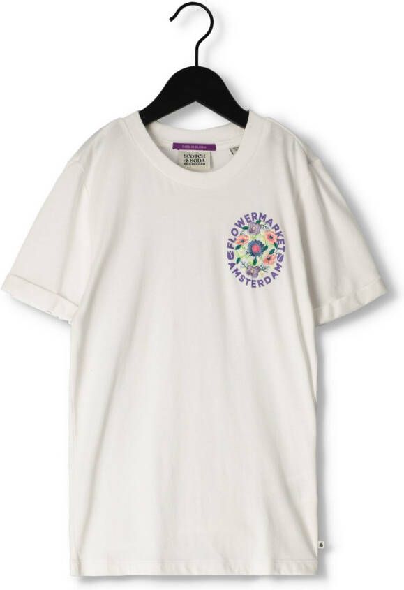 SCOTCH & SODA Meisjes Tops & T-shirts Slim Fit Flower Embroidery Wit
