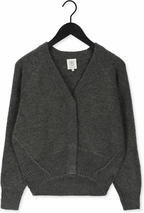 SECOND FEMALE Dames Truien & Vesten Brook Knit Reverse Boxy Cardig Antraciet