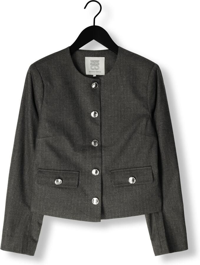 SECOND FEMALE Dames Blazers Wake Tailored Jacket Donkergrijs