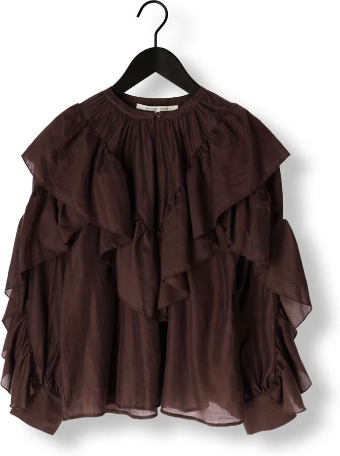SECOND FEMALE Dames Blouses Fria Frill Blouse Bruin