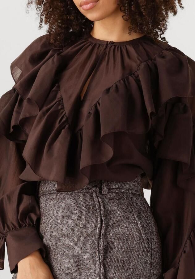 SECOND FEMALE Dames Blouses Fria Frill Blouse Bruin - Foto 2