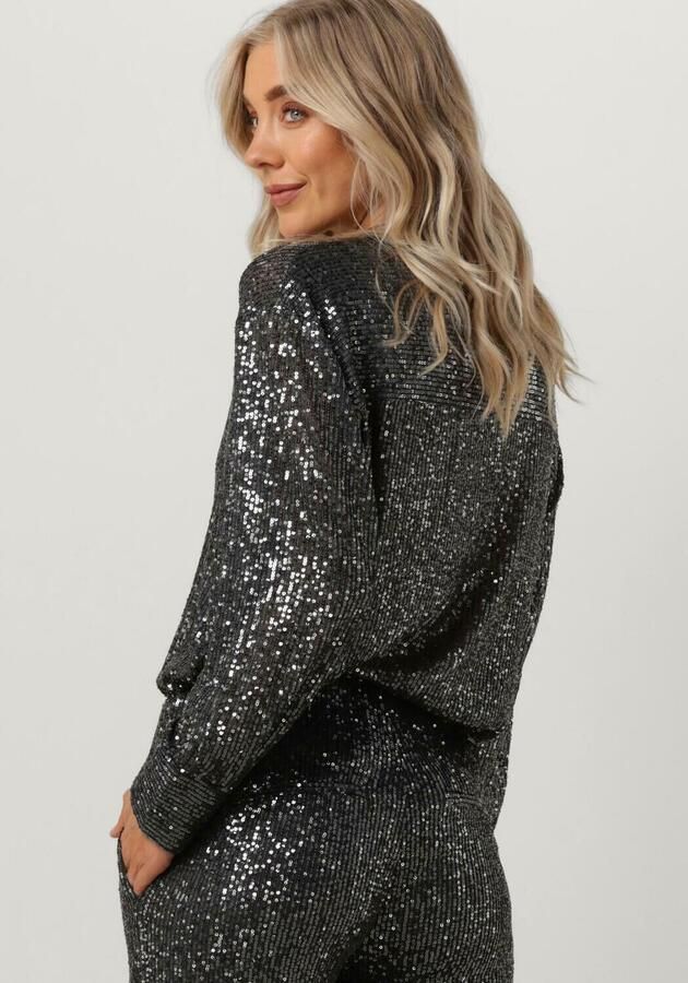 Second Female Transparante top met pailletten Moonshine grijs