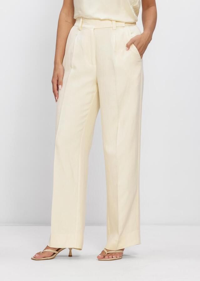 SECOND FEMALE Dames Broeken Lino Classic Trousers Creme