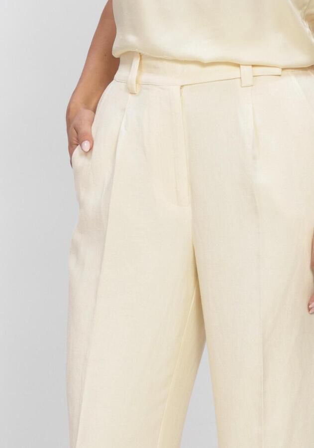 SECOND FEMALE Dames Broeken Lino Classic Trousers Creme - Foto 3