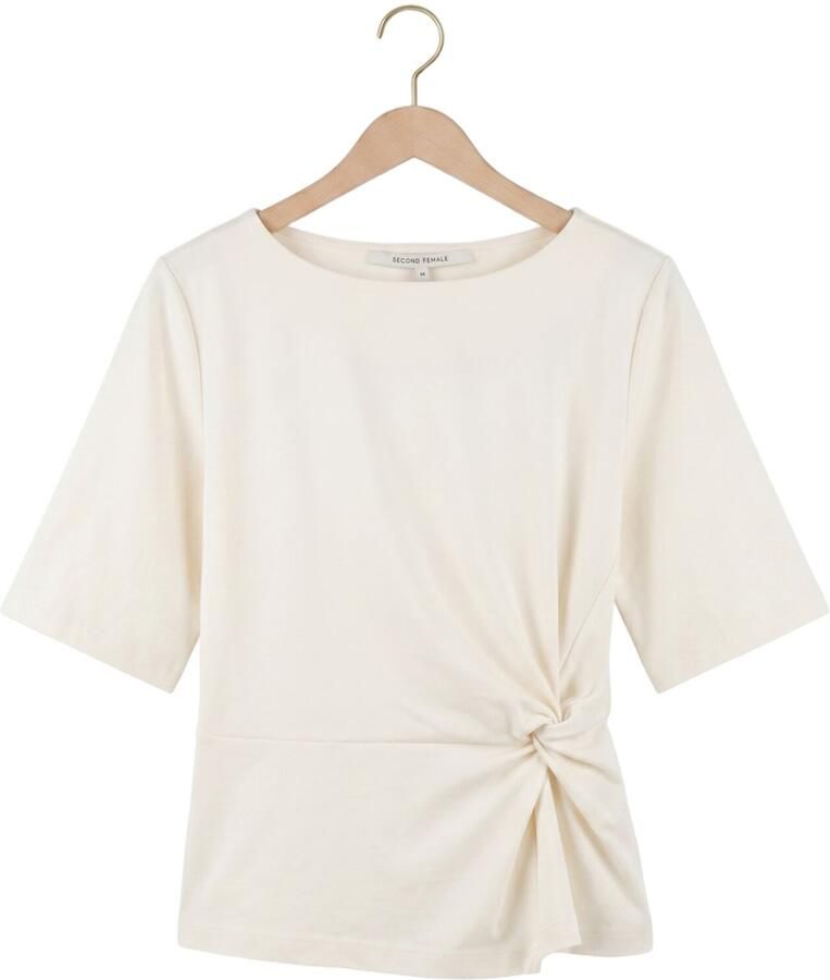 SECOND FEMALE Dames Tops & T-shirts Arkai Drape Tee Ecru - Foto 2
