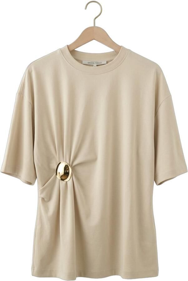 SECOND FEMALE Dames Tops & T-shirts Enora Brooch Tee Beige - Foto 4