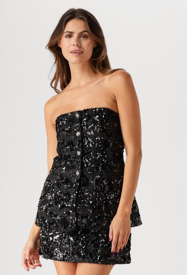 Second Female Strapless top met pailletten Flakes zwart - Foto 4