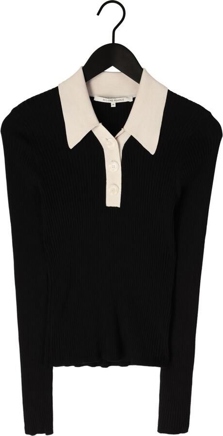 SECOND FEMALE Dames Tops & T-shirts Josephine Knit Polo Zwart - Foto 4