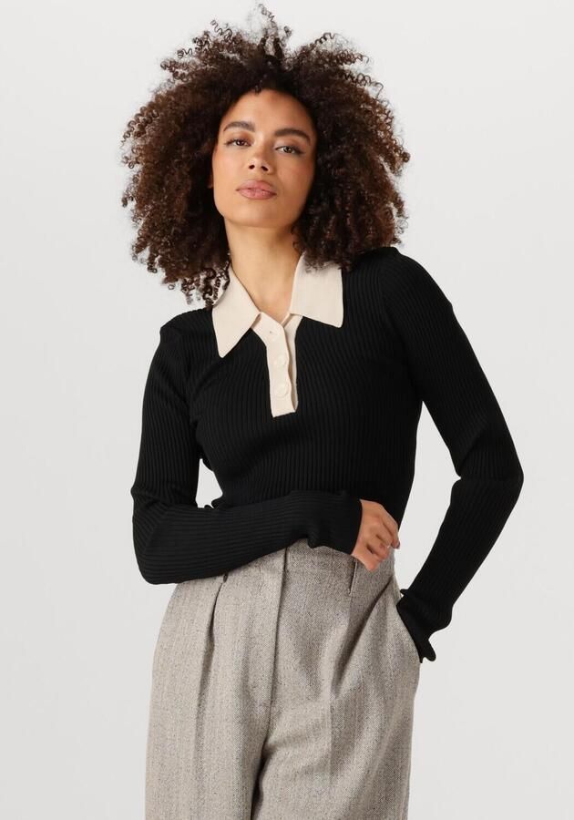 SECOND FEMALE Dames Tops & T-shirts Josephine Knit Polo Zwart - Foto 3