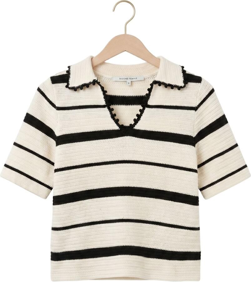SECOND FEMALE Dames Tops & T-shirts Susi Knit Collar Ecru - Foto 2