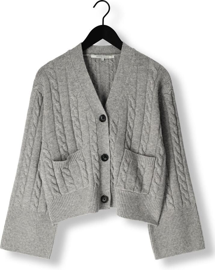SECOND FEMALE Dames Truien & Vesten Alphine Knit Cardigan Lichtgrijs