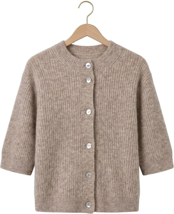 SECOND FEMALE Dames Truien & Vesten Andrea Knit Rib Cardigan Beige - Foto 2