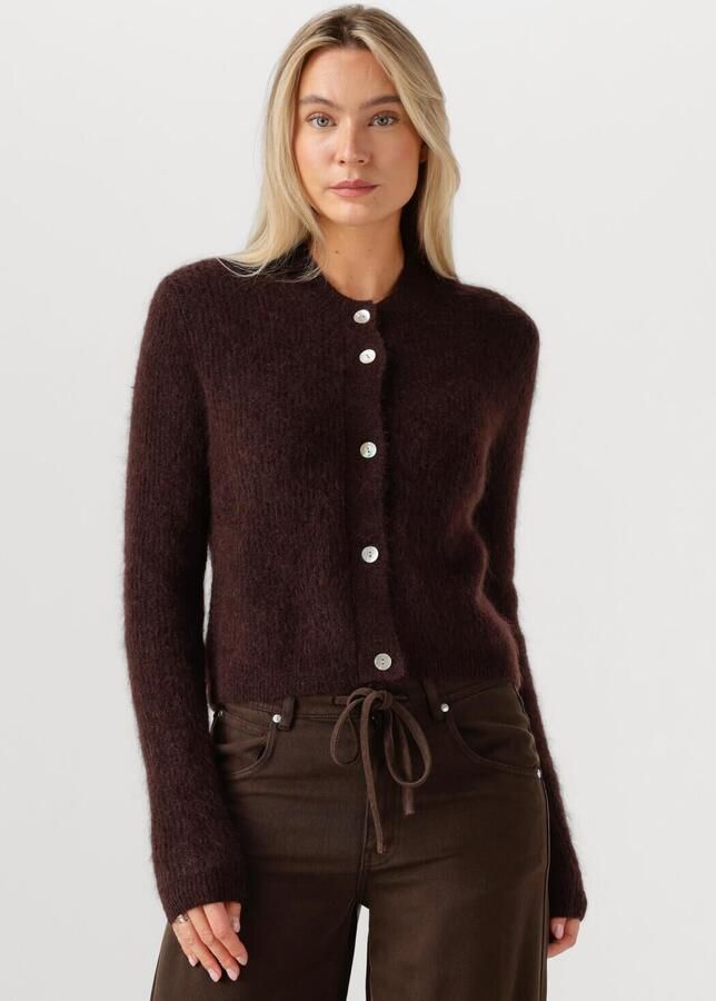 SECOND FEMALE Dames Truien & Vesten Andrea Knit Rib Ls Cardigan Bruin - Foto 4