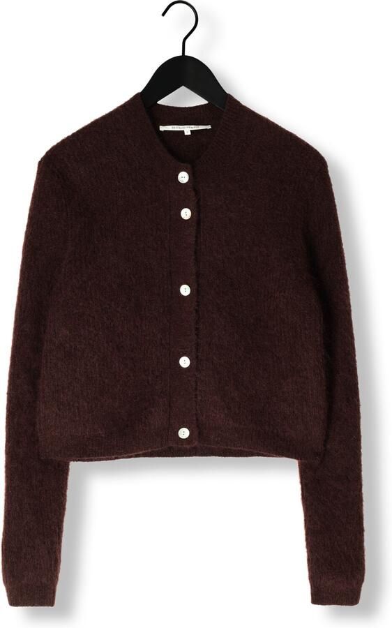SECOND FEMALE Dames Truien & Vesten Andrea Knit Rib Ls Cardigan Bruin - Foto 3