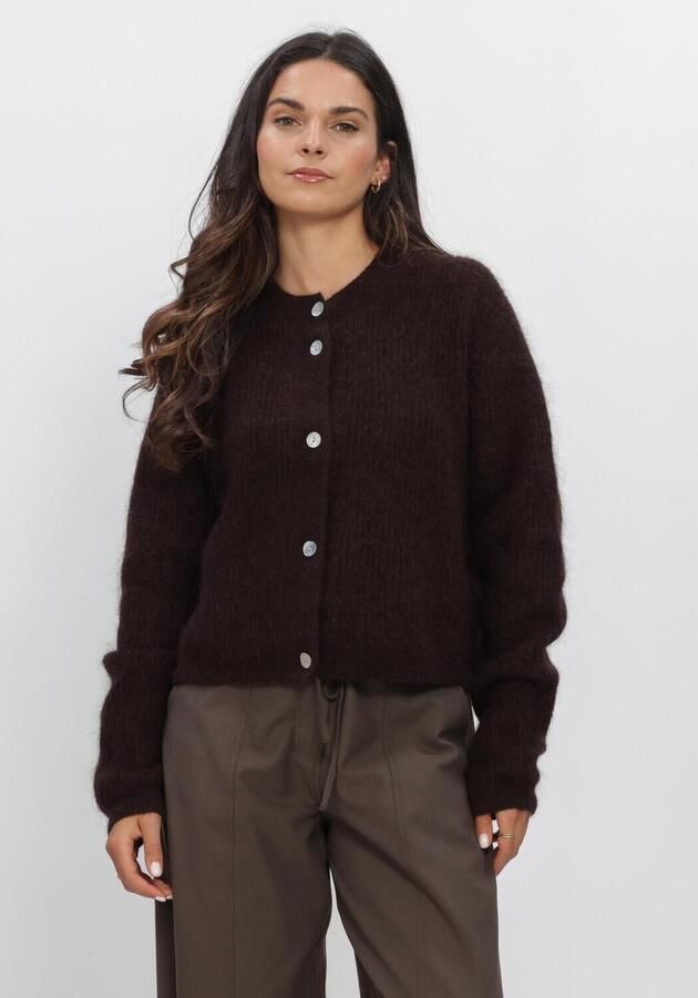 SECOND FEMALE Dames Truien & Vesten Andrea Knit Rib Ls Cardigan Bruin