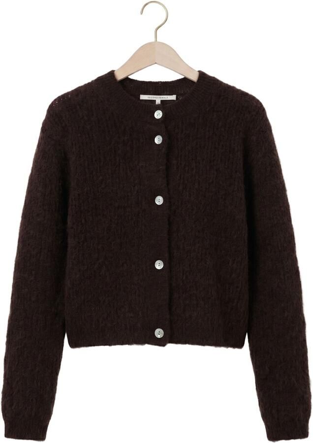 SECOND FEMALE Dames Truien & Vesten Andrea Knit Rib Ls Cardigan Bruin - Foto 2