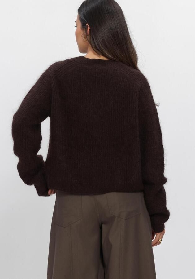 SECOND FEMALE Dames Truien & Vesten Andrea Knit Rib Ls Cardigan Bruin - Foto 3