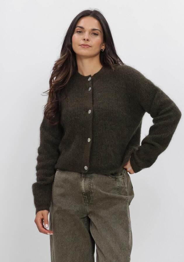SECOND FEMALE Dames Truien & Vesten Andrea Knit Rib Ls Cardigan Donkergroen