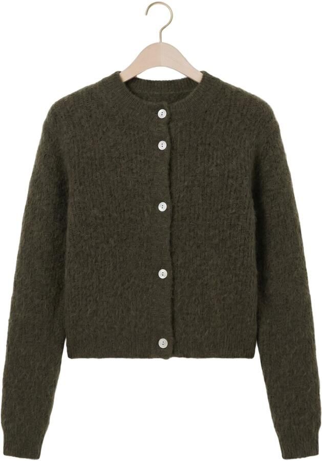 SECOND FEMALE Dames Truien & Vesten Andrea Knit Rib Ls Cardigan Donkergroen - Foto 4