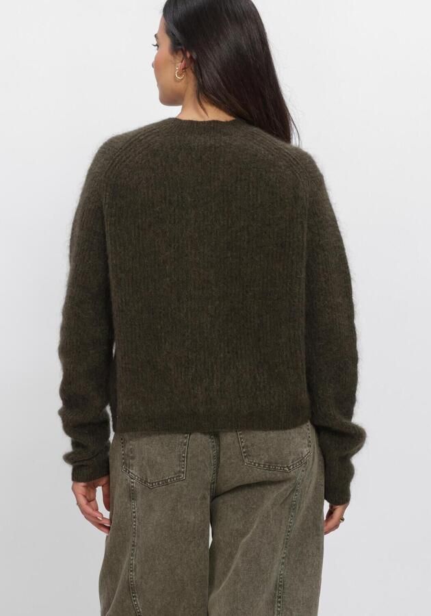 SECOND FEMALE Dames Truien & Vesten Andrea Knit Rib Ls Cardigan Donkergroen - Foto 3