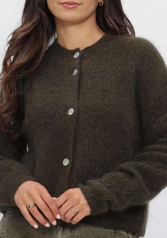 SECOND FEMALE Dames Truien & Vesten Andrea Knit Rib Ls Cardigan Donkergroen - Foto 2
