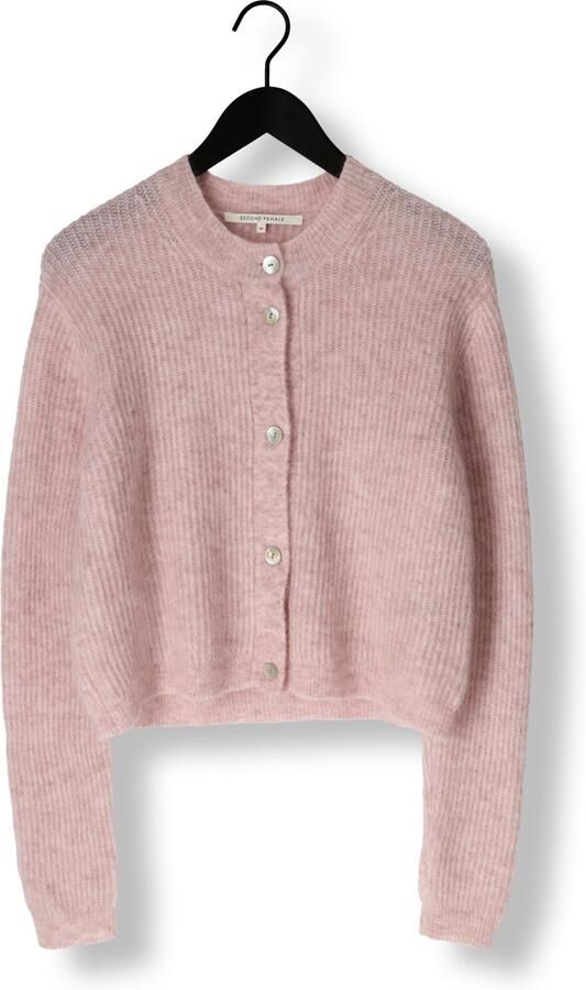SECOND FEMALE Dames Truien & Vesten Andrea Knit Rib Ls Cardigan Roze - Foto 4