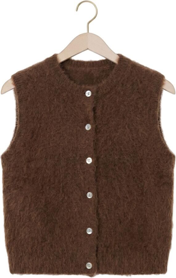 SECOND FEMALE Dames Truien & Vesten Brook Knit Button Vest Bruin - Foto 4