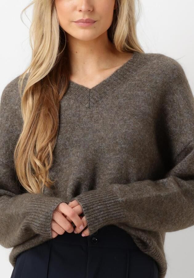 Second Female Brook Knit Loose V-neck Trui Second Dames Brown Dames - Foto 3