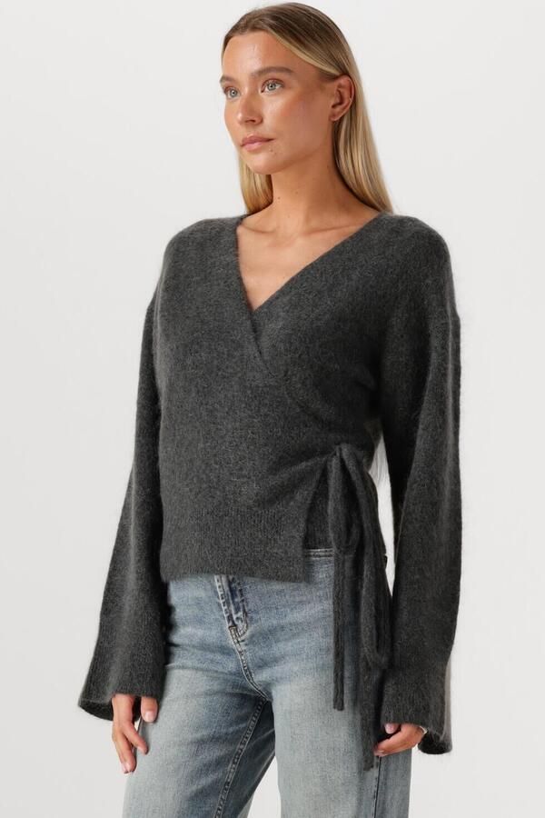 SECOND FEMALE Dames Truien & Vesten Brook Knit Wrap Cardigan Donkergrijs - Foto 4