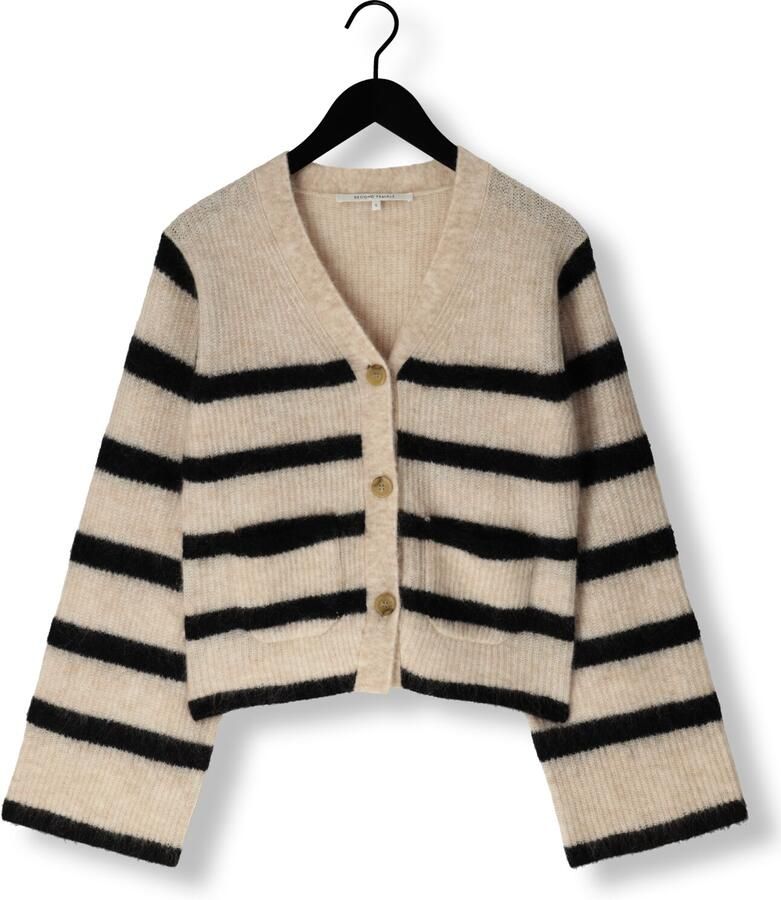 Second Female Gestreepte Gebreide Vest Wijde Mouwen Second Dames Beige Dames